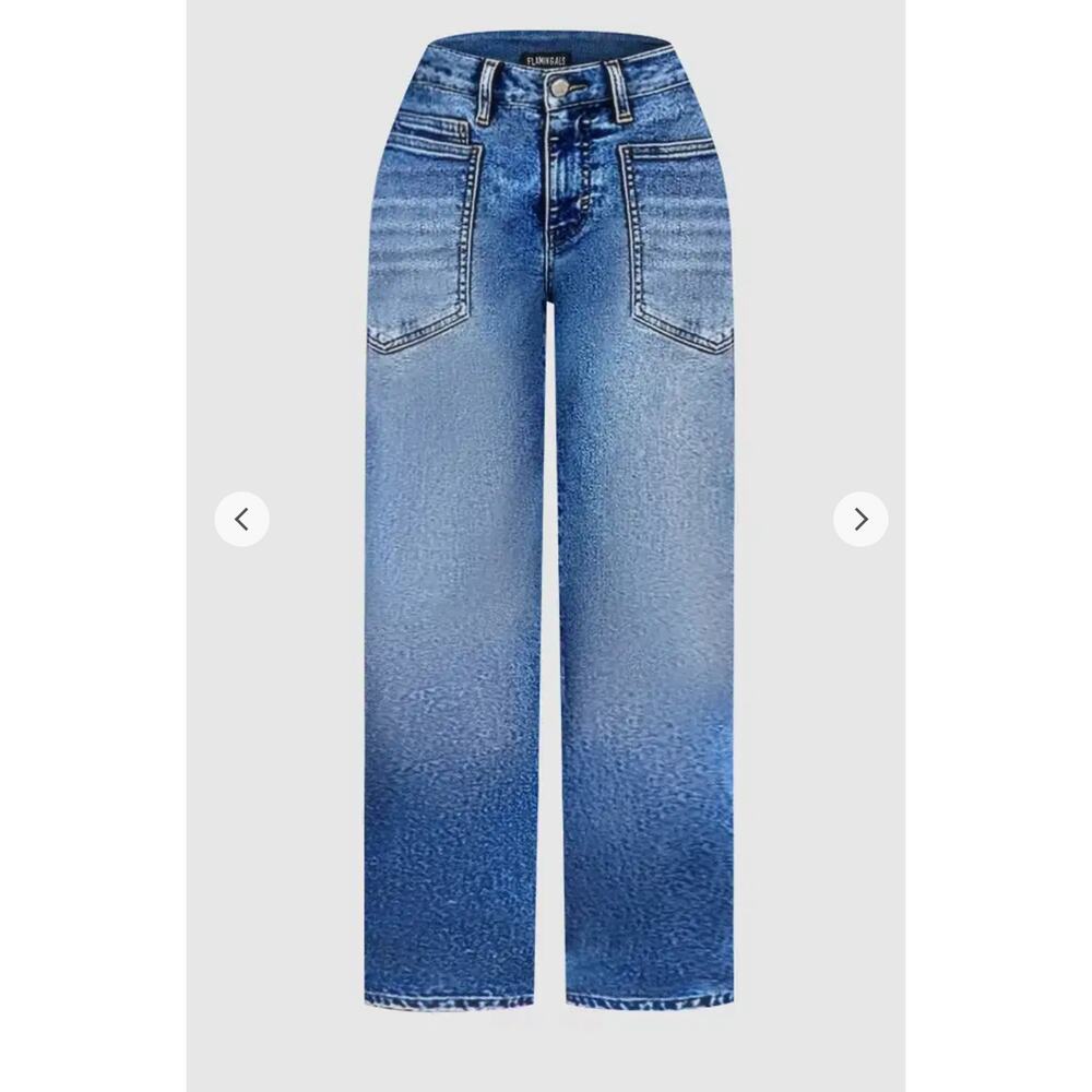 NWT Flamingals Wash Mid Waist Straight Leg Jeans Without Belt Sz L